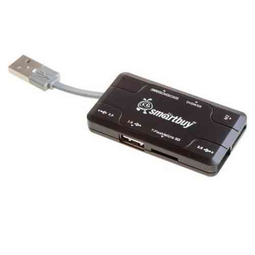 Концентратор Combo HUB USB 2.0 + картридер Smartbuy SBRH-750-K Donetsk
